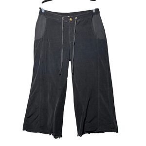 XCVI Wearables Black Wide Leg Crop Pants Raw Hem Casual Womens M